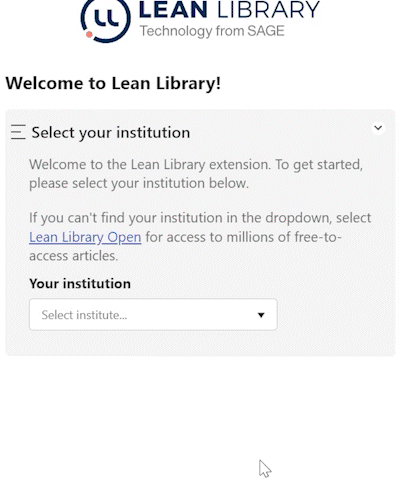 schermafbeelding van Lean Library configuratie dialoog