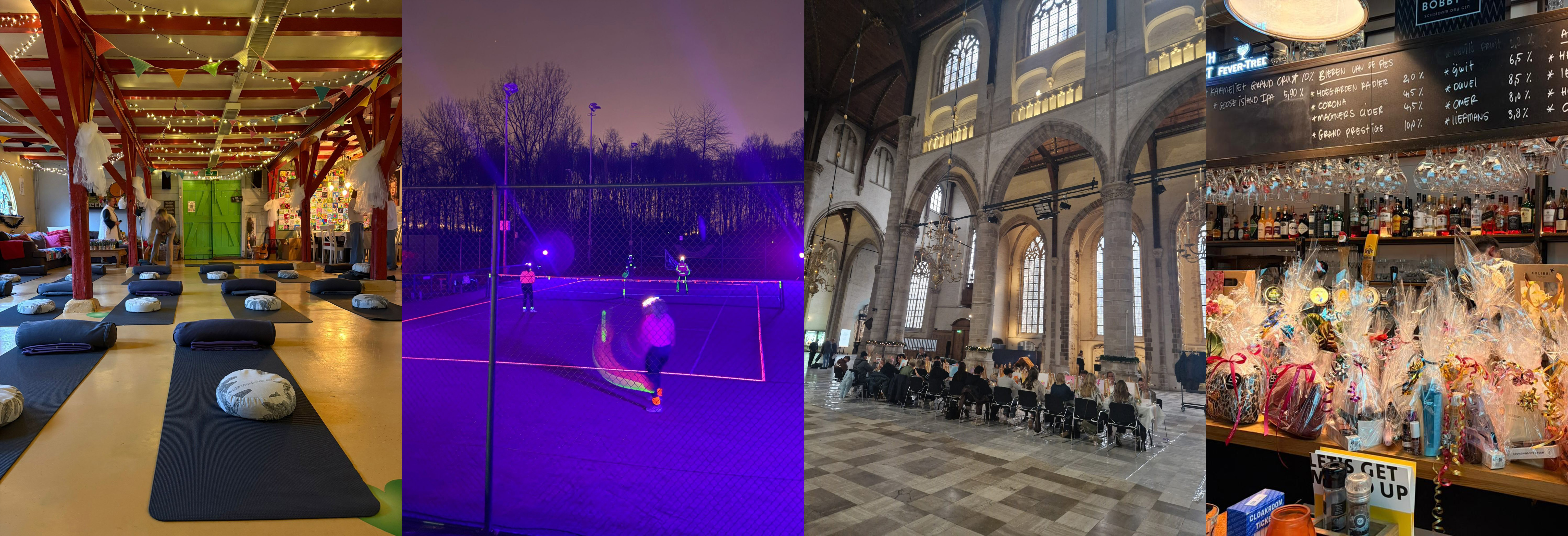 Vierluik van foto's van verschillende evenementen georganiseerd voor Stichting Jarige Job.