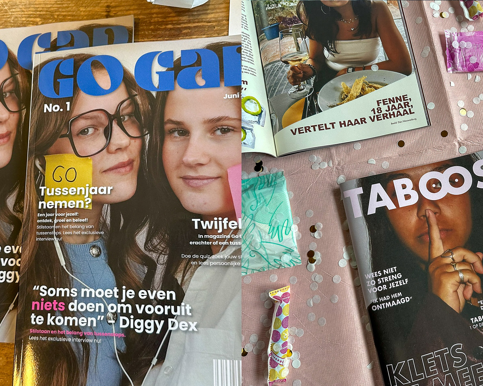 Magazines van de mediamerken van eerstejaarsstudenten Crossmediale Communicatie