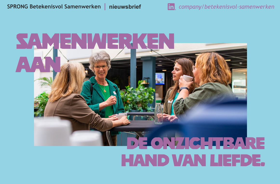 One-flyer met de titel 'Samenwerken aan de onzichtbare hand van liefde'.
