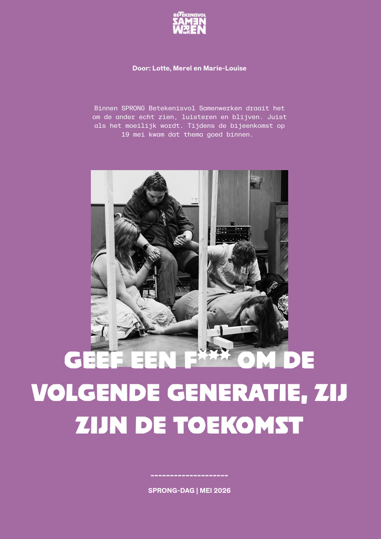 Een theaterverslag met de titel 'Geef een f**k om de volgende generatie, zij zijn de toekomst'. 